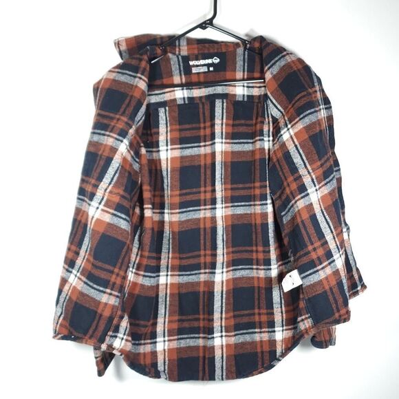 Wolverine Men's Sz M Brown Thick Flannel Plaid Long sleeve Button Down Shirt - Picture 5 of 9